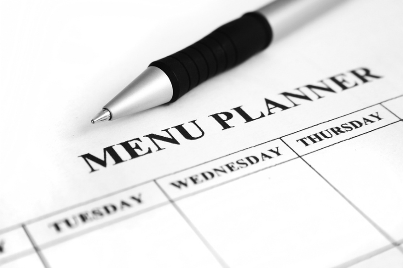 menu plannning form with a pen