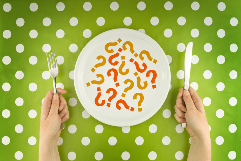 plate with question marks on it