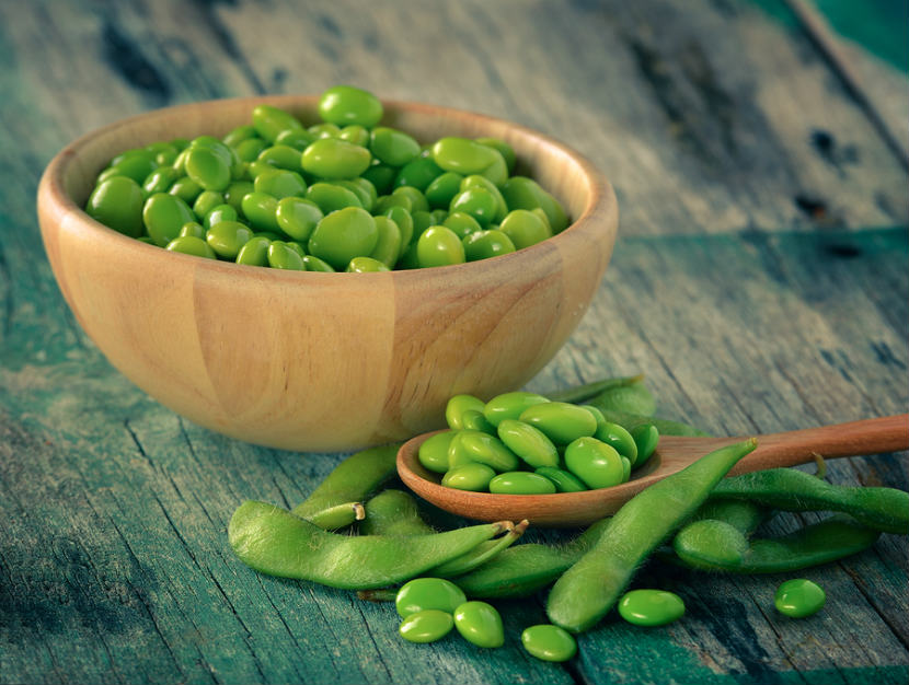 a bowl of edamame beans, a type of soy