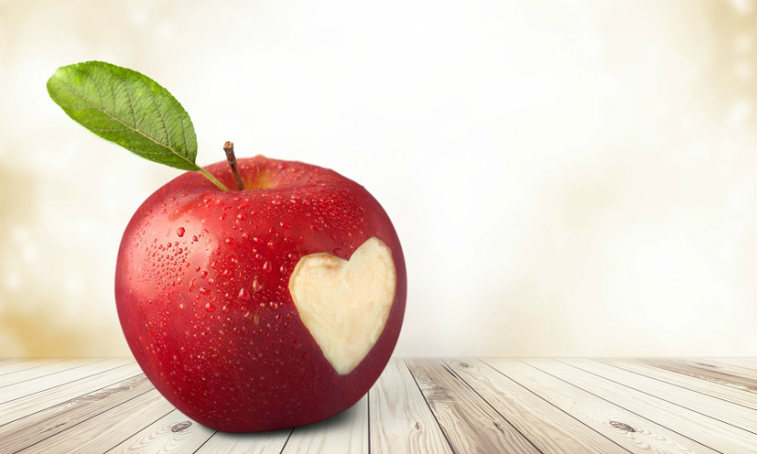apple with heart shape on it