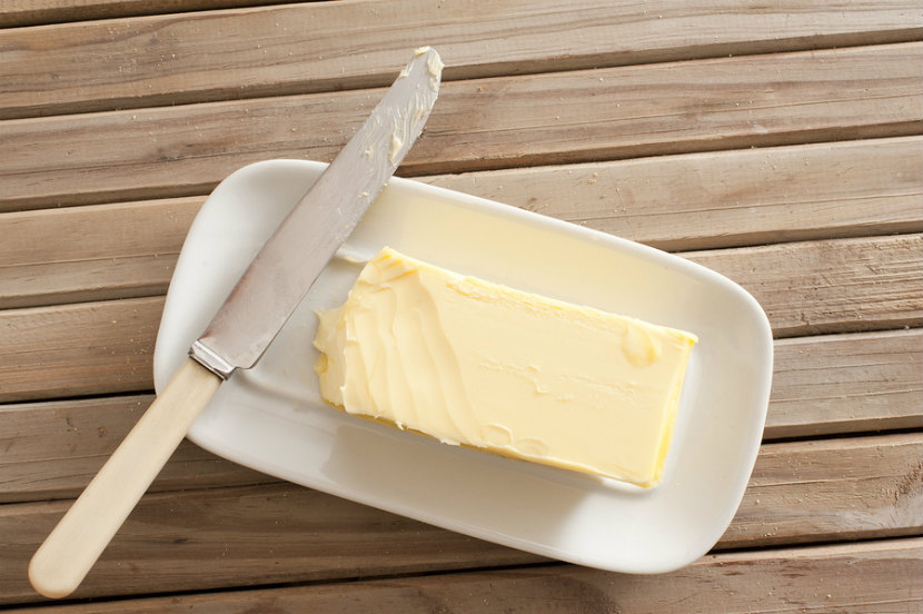 stick of butter with a knife