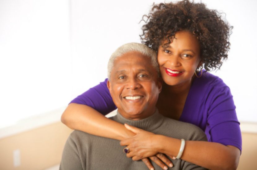 older couple hugging