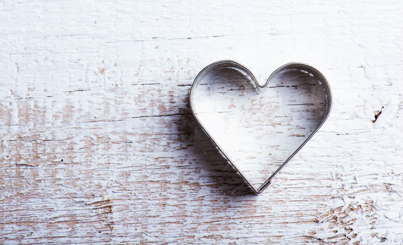 heart shaped cookie cutter on a wooden table