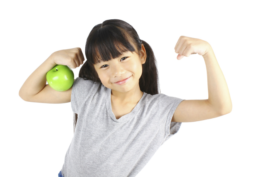 girl with an apple