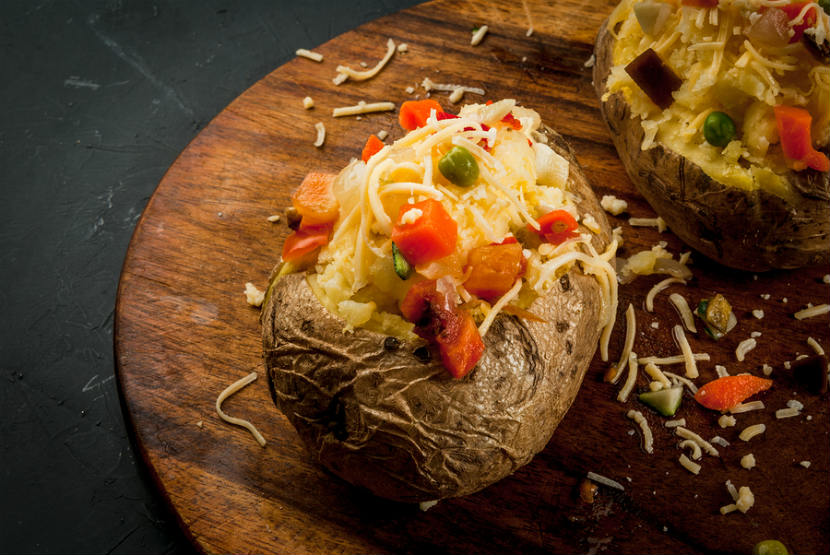 baked potato, stuffed potato, recipe, baked potato medley