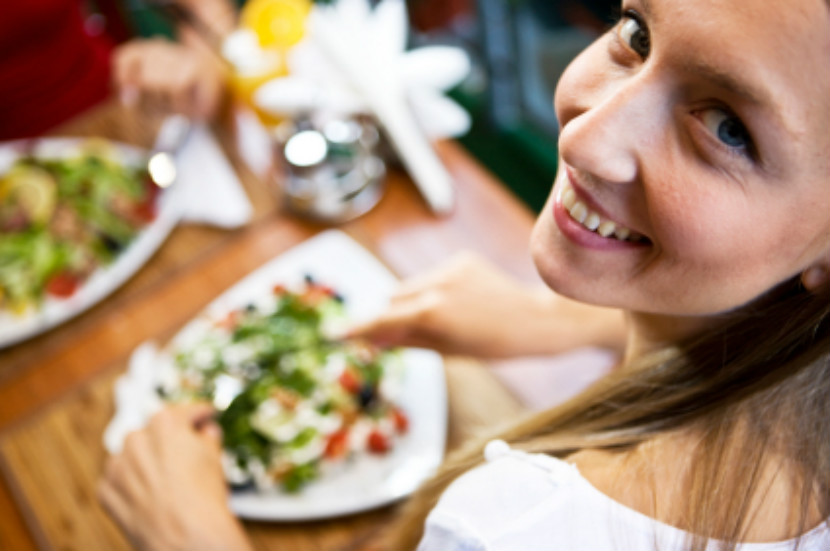 woman eating dinner